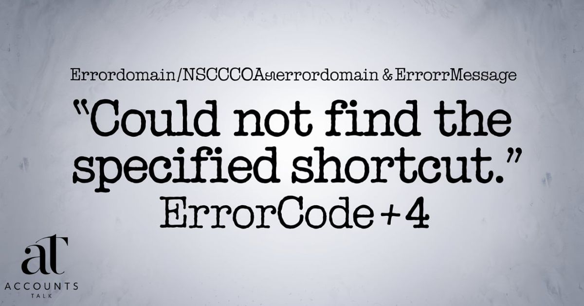 errordomain=nscocoaerrordomain&errormessage=could not find the specified shortcut.&errorcode=4